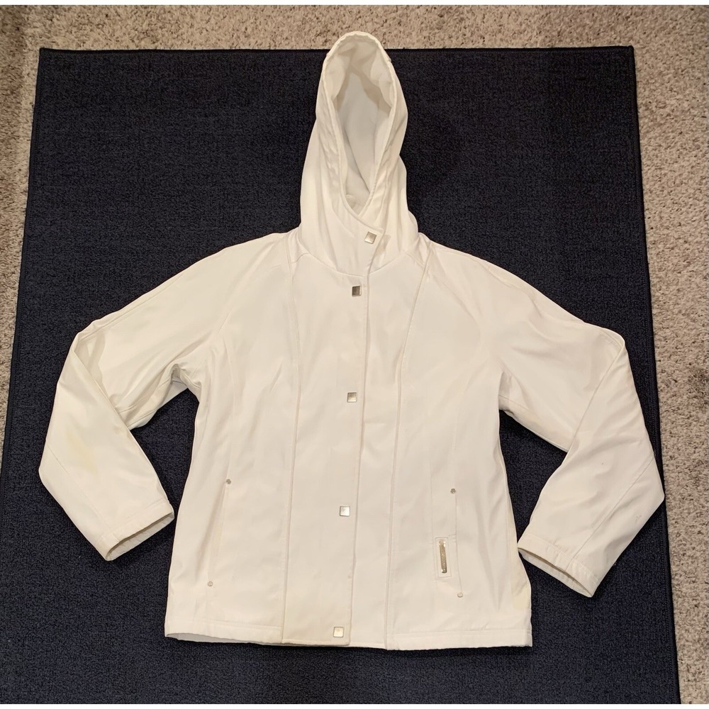 Liz Claiborne Jacket Women's Size Medium White Full Zip Hood - Picture 1 of 15